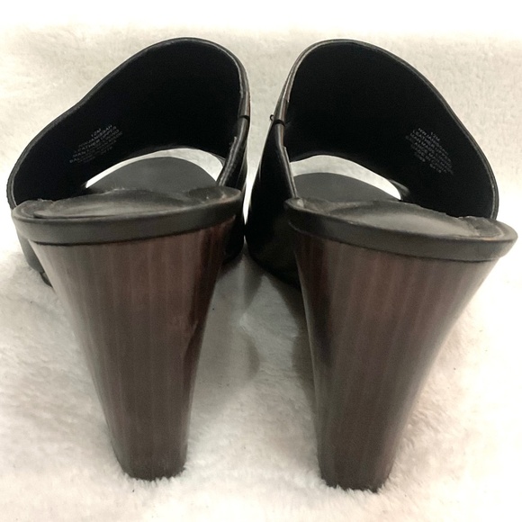 Black Nine West Janissah Chunky Peep Toe Slip On Mule Sandal Size 12M - Picture 9 of 13